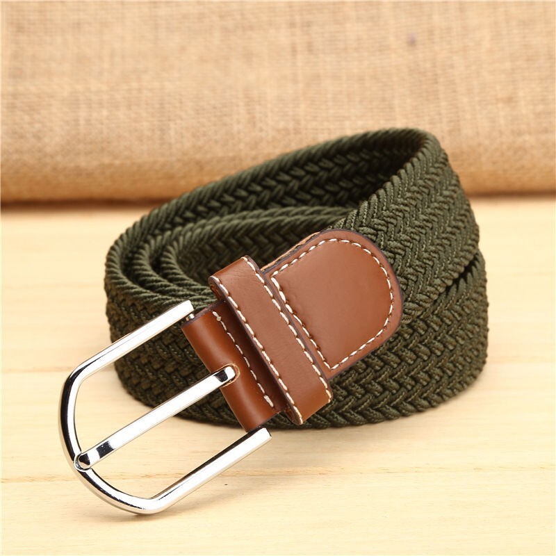 New Mens Womens Stretch Belt Braided Elastic Casual Woven Canvas Fabric Belt
