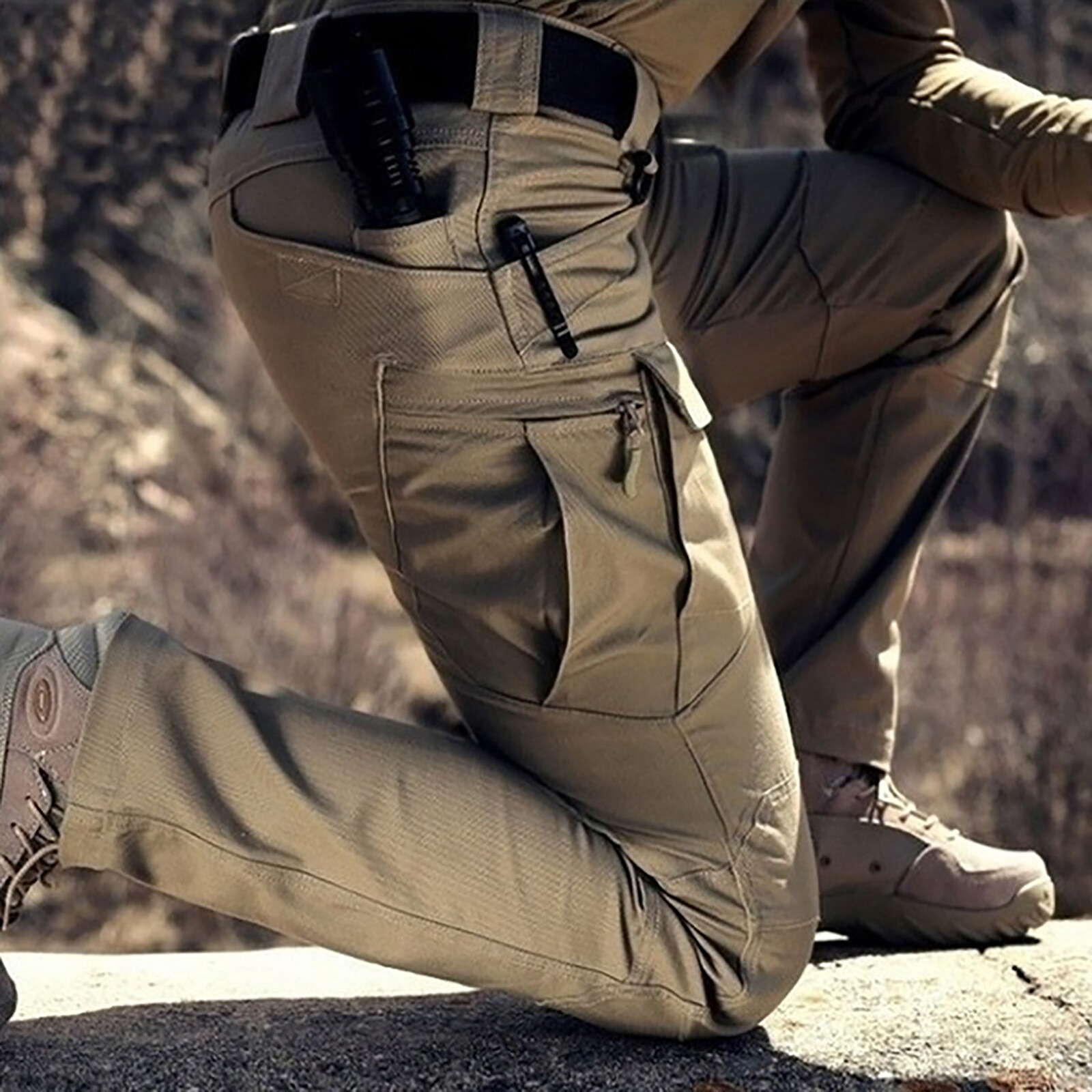 Mens Cargo Pants Work Combat Pants Outdoor Hiking Waterproof Trousers Tactical