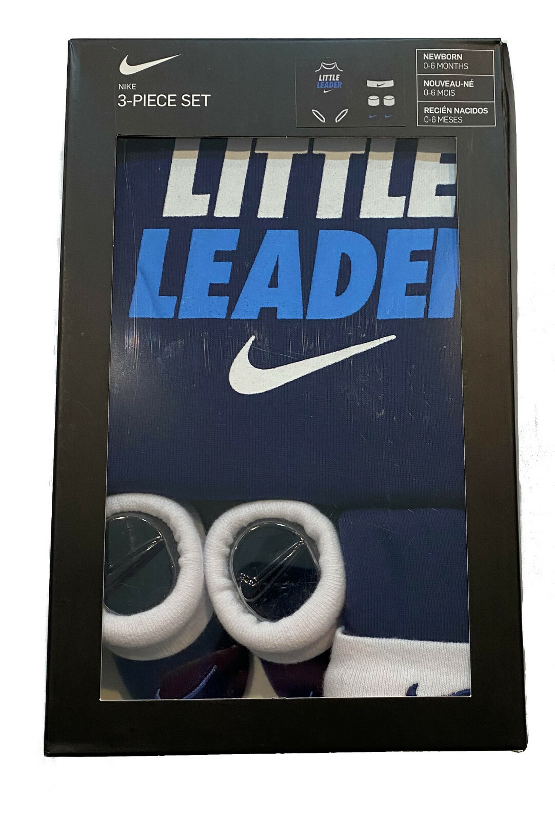 Nike Baby Newborn Boys 3 Piece Set – 0-6 Month – New in Box 100% Cotton