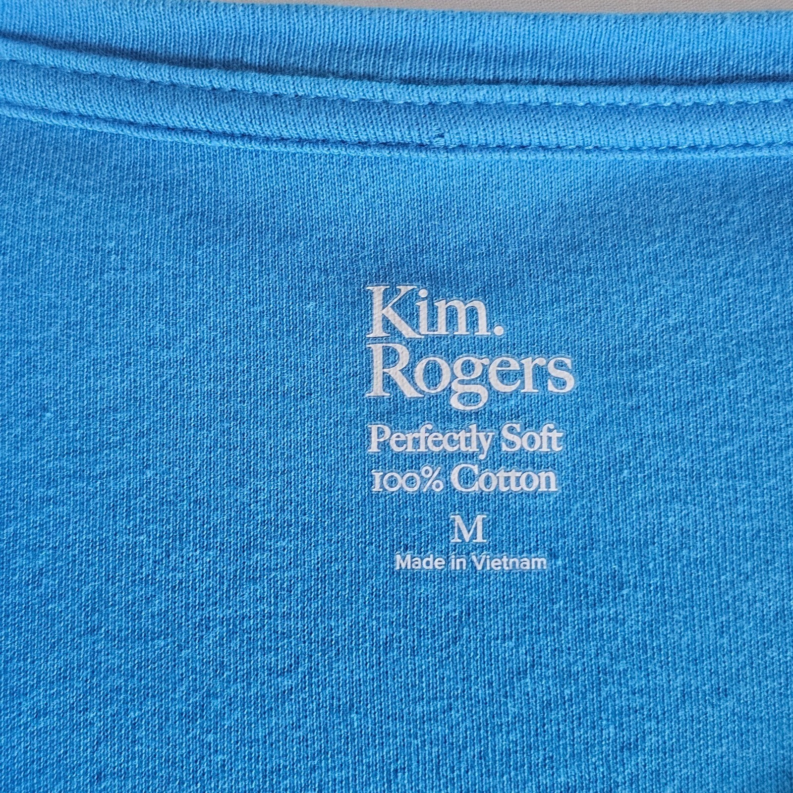 Kim Rogers Women’s M Blue 100% Cotton Knit 3/4 Zebra and Tree Graphic Top