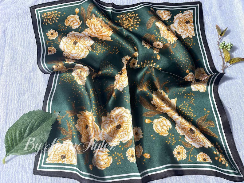 100% Silk Scarf, Pure Silk Neck Scarf, Silk Bandanna, Silk Neckerchief