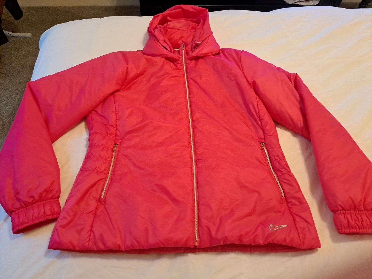 Nike Golf Hot Pink Zip up Puffer Jacket Hooded Size L EUC Returns Accepted