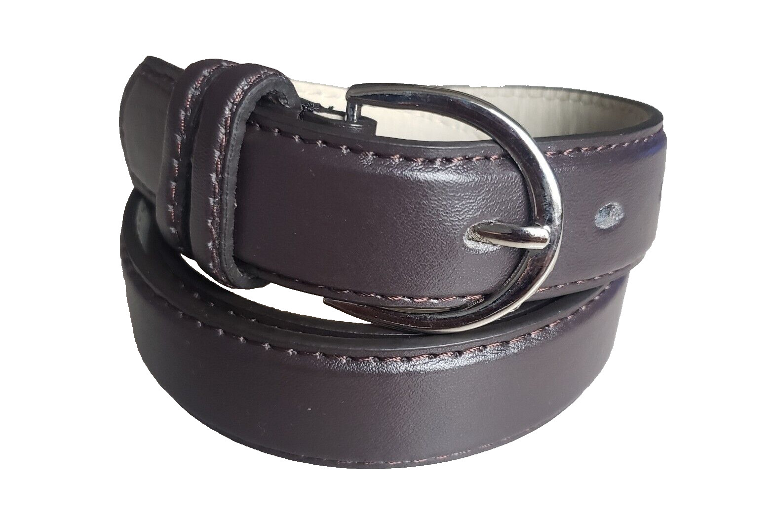 Women’s Leather Casual Dress Plain Solid Colors Belt Silver Buckle Ladies New