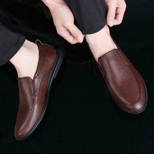 Men faux Leather Slip On Loafers Pointed Toe Business Casual Dress Walking Shoes