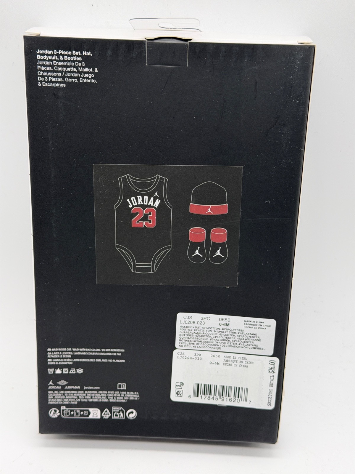 NEW NIKE JORDAN 3 PIECE SET NEWBORN 0-6 MONTHS HAT , BODYSUIT, BOOTIES