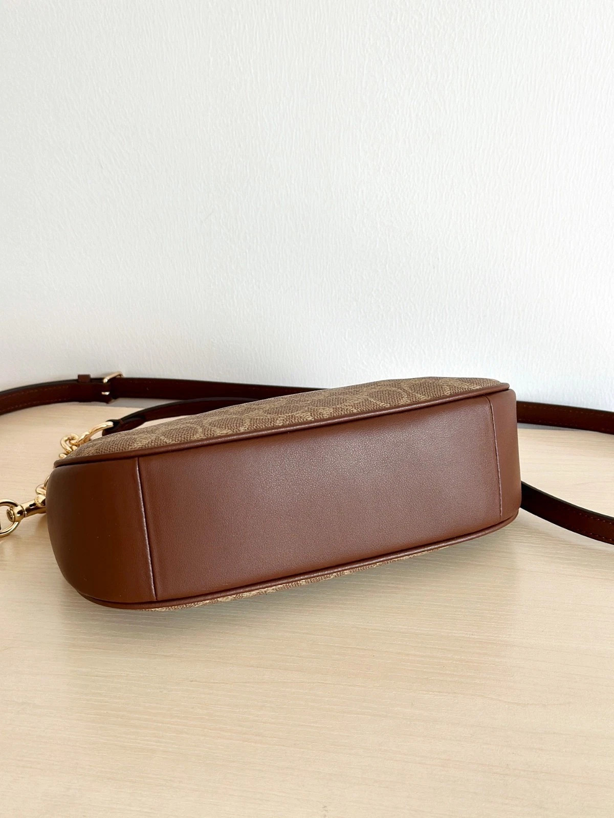 COACH Teri Shoulder Bag In Signature Canvas Gold/Tan/Brown New