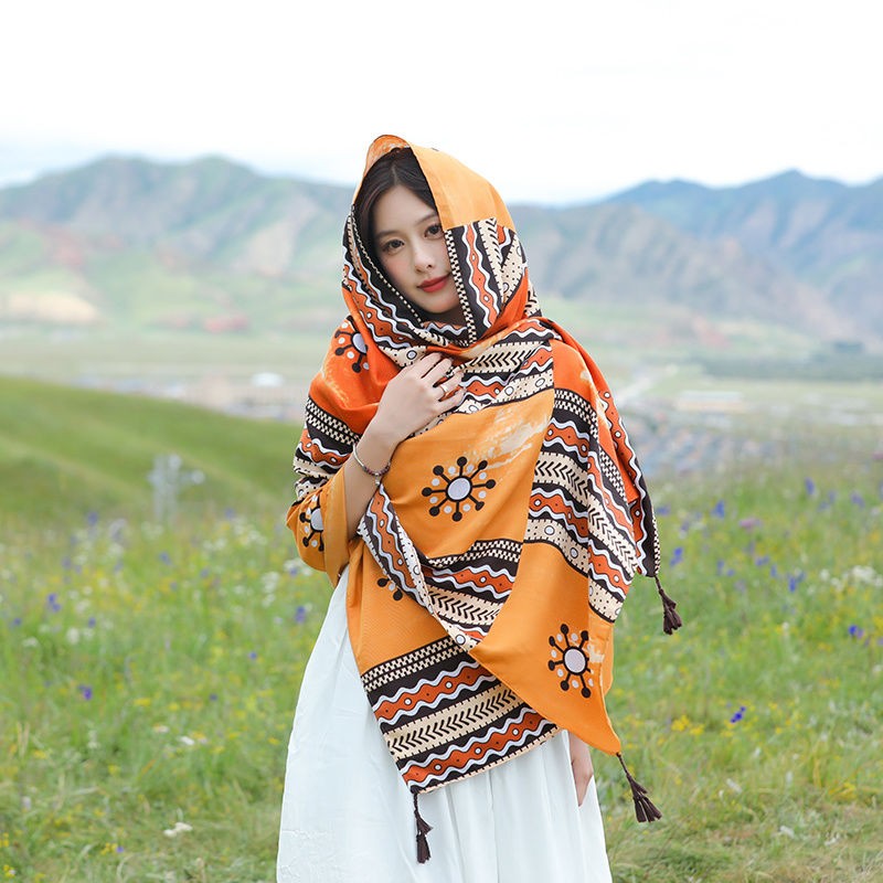 Boho Beach Scarf Shawl Wrap Lightweight Cover for Travel Sun Photo Outfit