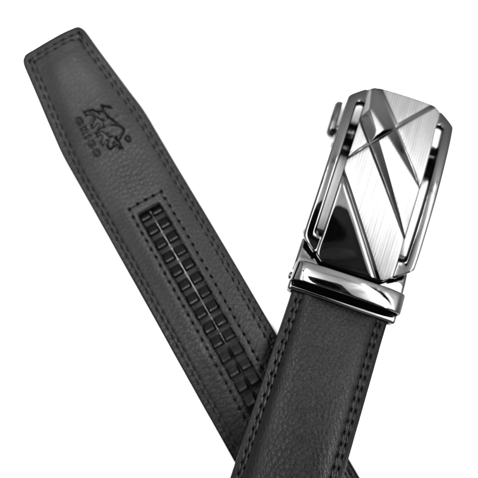 Genuine Leather Mens Ratchet Belt Belts For Man Adjustable Automatic Buckle
