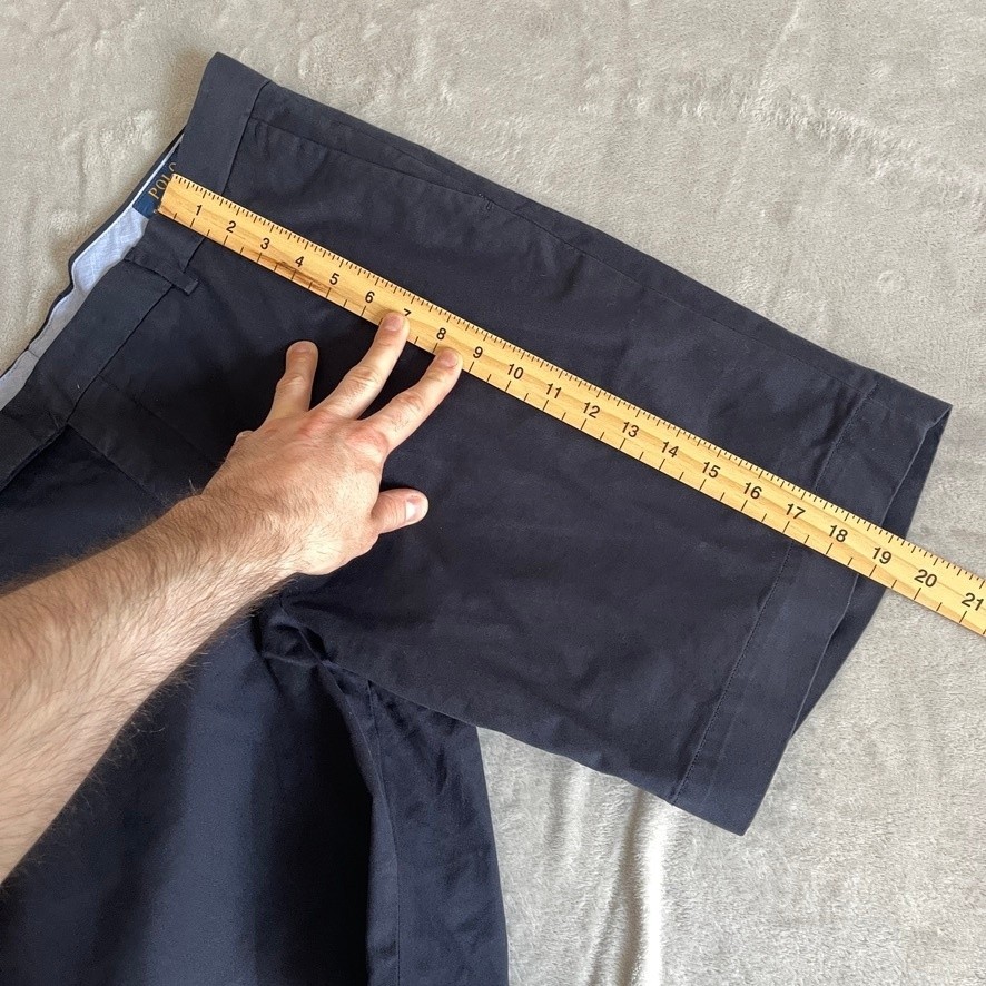 Polo Ralph Lauren Chino Shorts Mens W37 Navy Slim Stretch Flat Front 9in