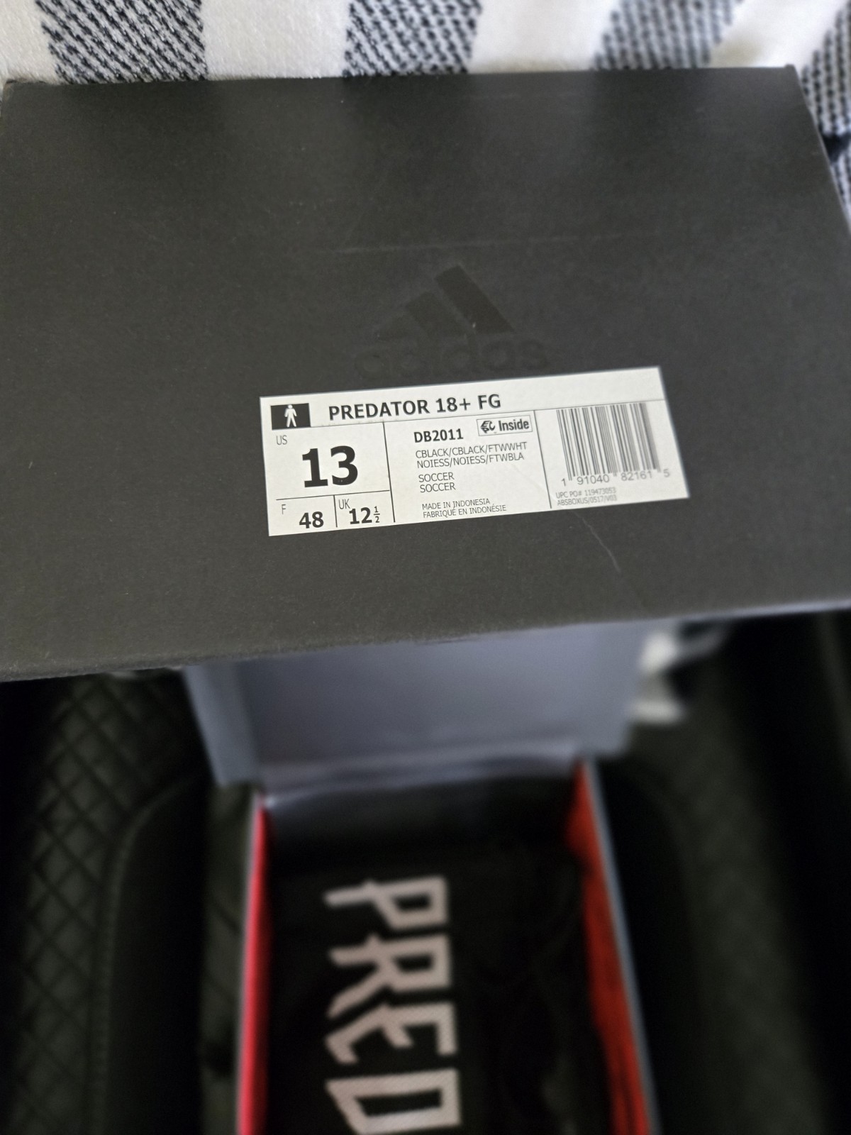 adidas Predator 18+ FG Soccer Cleats Core Black/Footwear White/Black Size 13