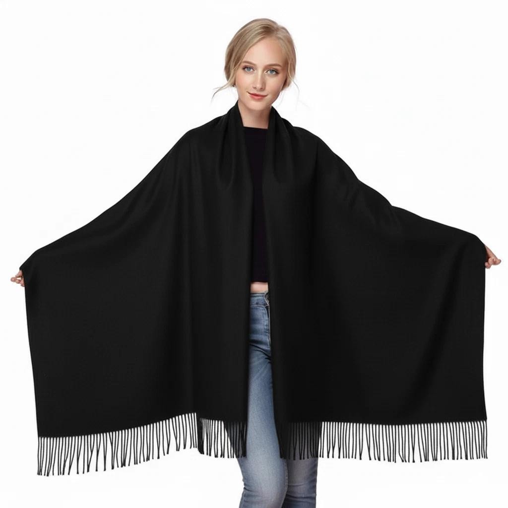 Womens Mens 100% Cashmere Scotland Oversized Blanket Wool Scarf Shawl Wrap Solid