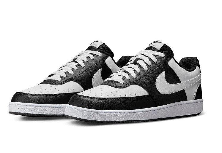Nike Men’s Court Vision Low Black White Synthetic Leather Sneakers – Style HM986
