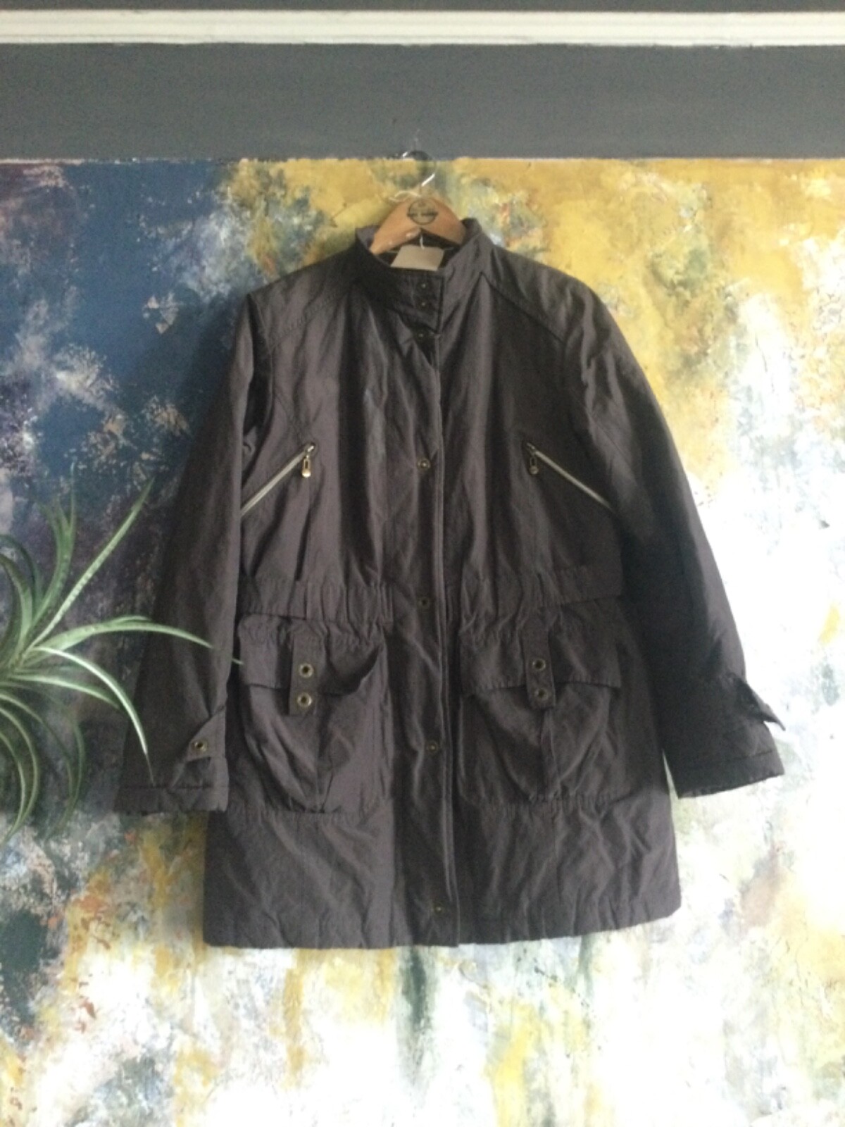 WOMEN COAT SIZE 14 BROWN QUILTED PARKER ANORAK GERMAN DESIGNER VGC WORN ON FILM!