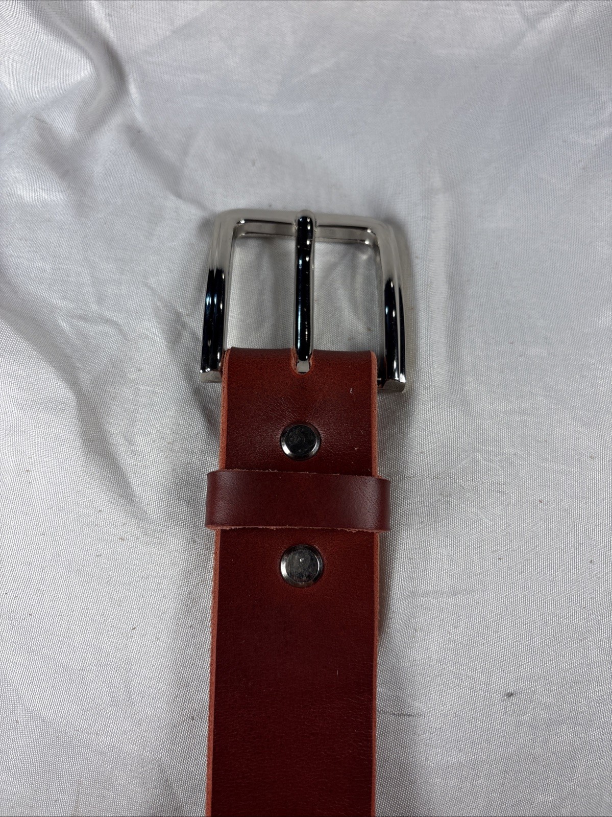 Natural Horween Chromexcel Handmade Leather Belt 1.5 Inch Raw Edge Silver Buckle