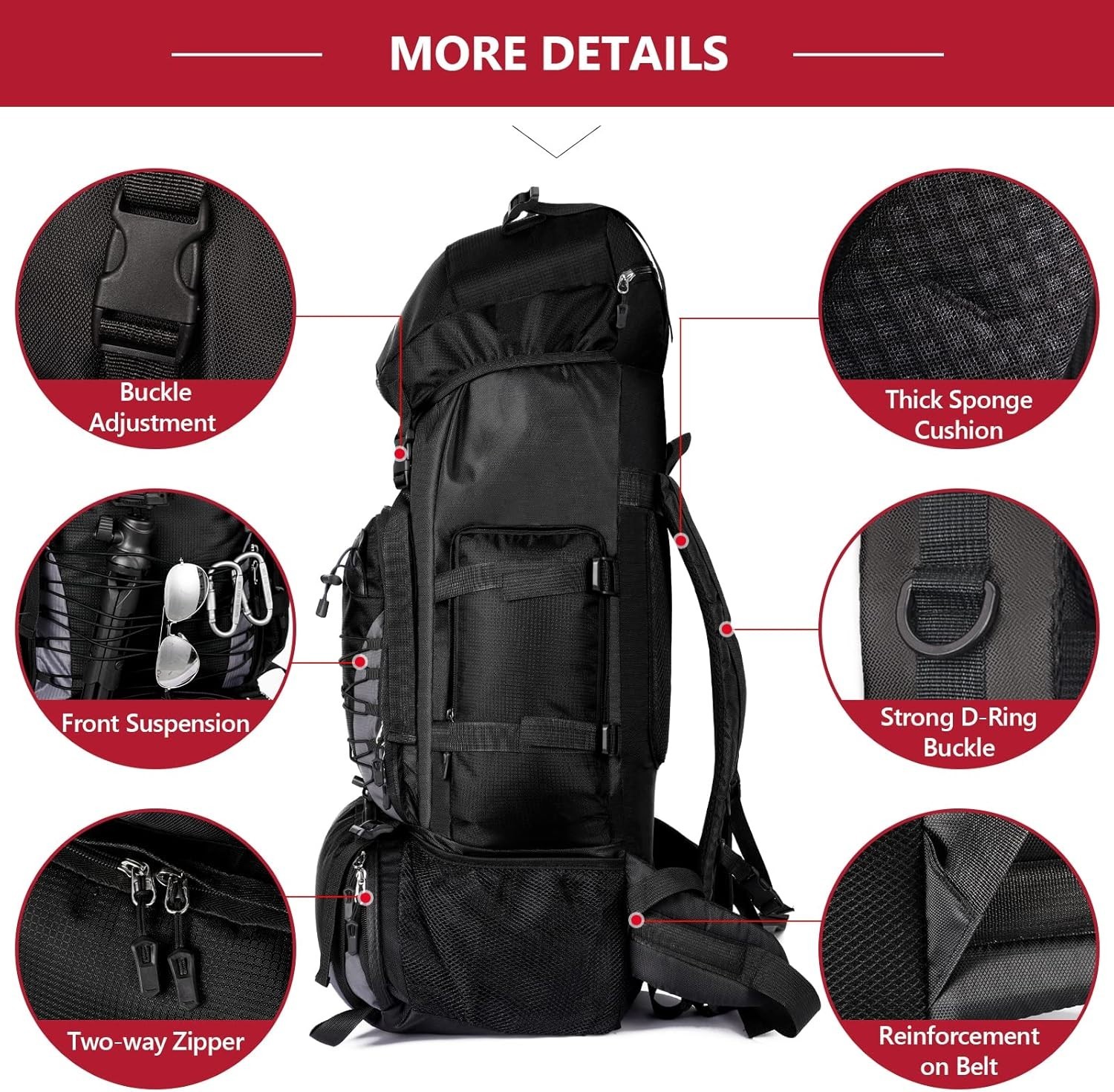 80L/100L Outdoor Hiking Military Tactical Backpack Camping Rucksack Trekking Bag