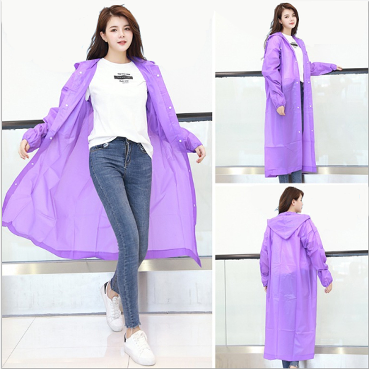 Women Men Adults Waterproof Jacket Raincoat Rain Coat Hooded Poncho Rainwear NEW