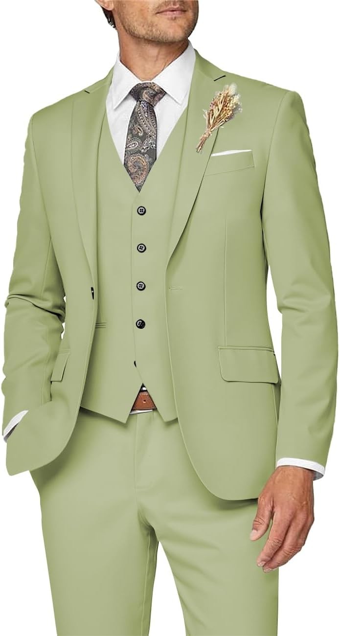 3 Piece Slim Fit Suit for Men Formal Business Wedding Prom Tuxedo Set