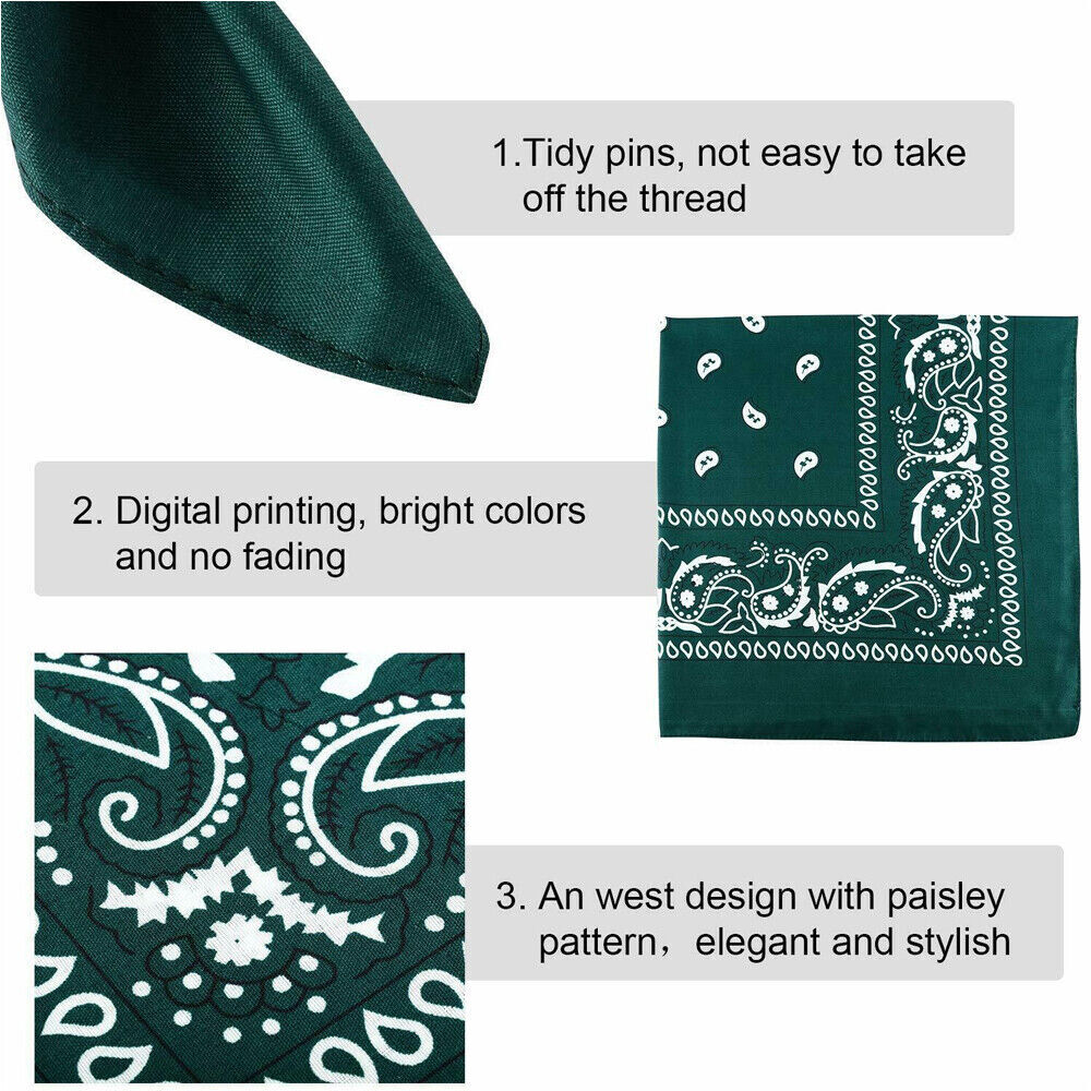 2 Pack Bandana 100% Cotton Paisley Print Double-Sided Scarf Head Neck Face Mask