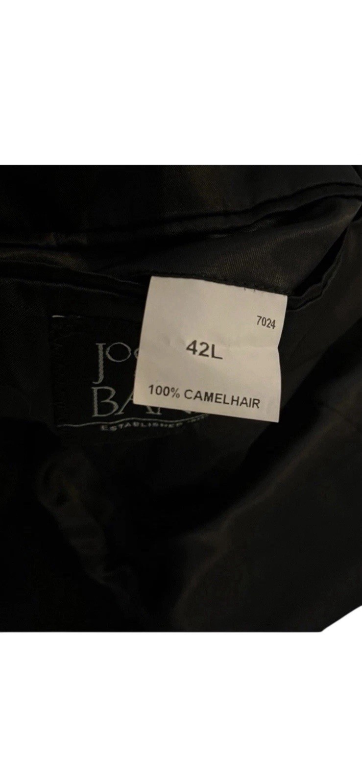 Jos A Bank 100% Camel Hair Sport Coat Blazer Black Mens 42L 2 Button Classic