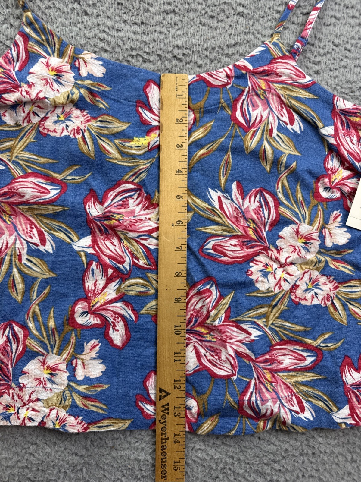 A New Day Tank Top Womens Medium Tropical Floral Scoop Neck Linen Blend Cami
