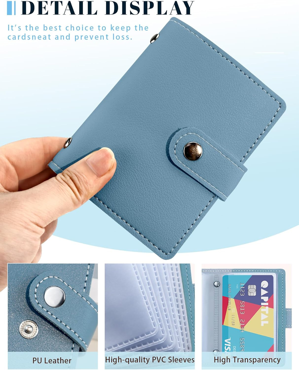 Leather Business Card Holder, 26 Card Slots, RFID Blocking Secure Professional C