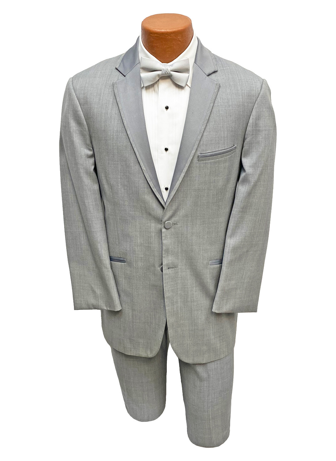Jean Yves Twilight Men’s Heather Grey Tuxedo 3 Piece Suit with Vest Size 48L 40W