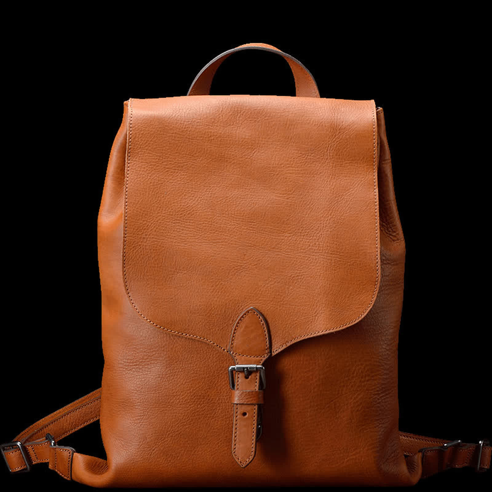 Erivis Women’s Brown Backpack Leather Durable Buckles Zipper Pockets