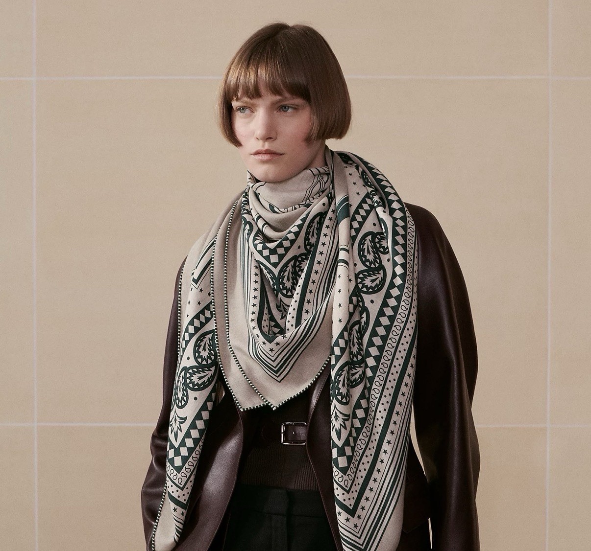 Hermès Women’s Les Roues de Phaeton Cashmere Silk Bandana Scarf Shawl 140×140