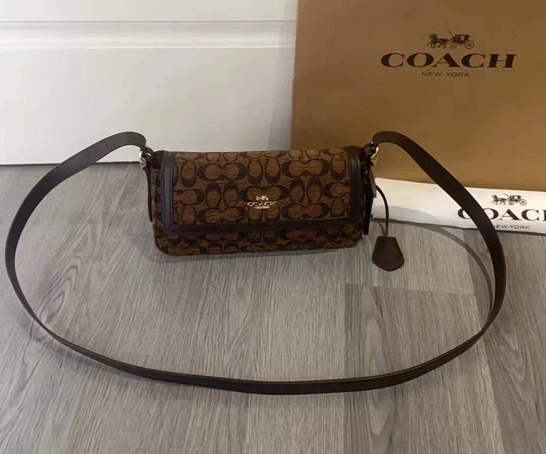 New Coach Outlet Etta Small Flap Shoulder Bag in Signature Chenille CCV65