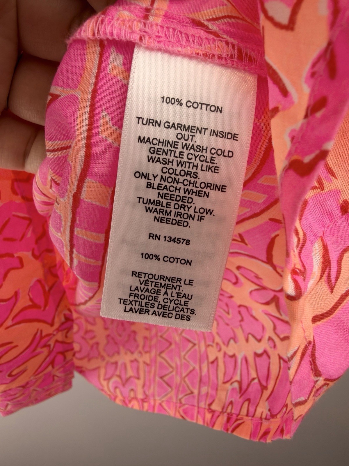 Vineyard Vines Tassle Boho Bright Pink Long Sleeved Blouse 100% Cotton Small