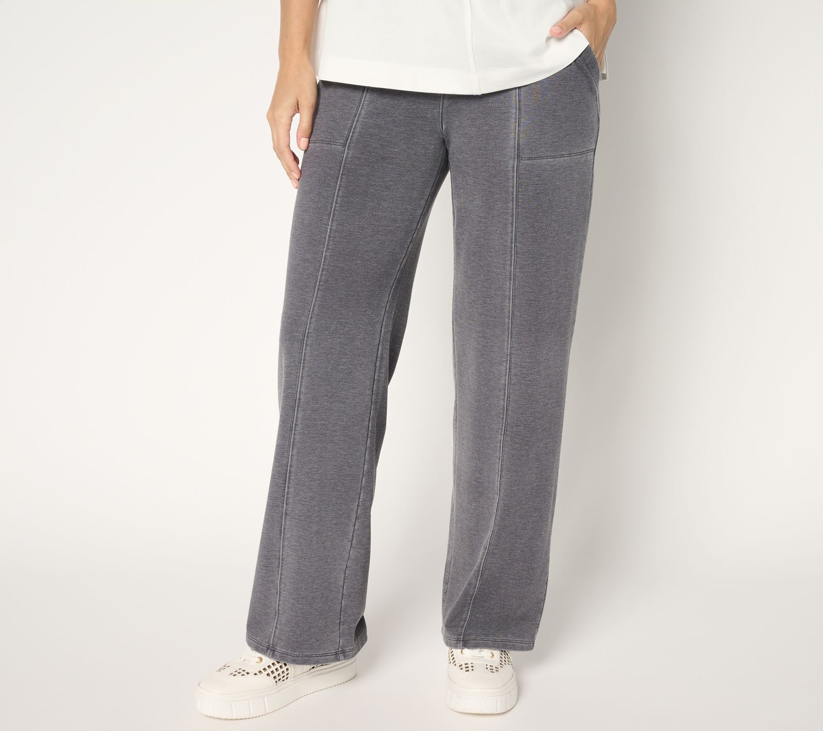 LOGO by Lori Goldstein Regular Full Length Pull On Knit Pants Phantom L New