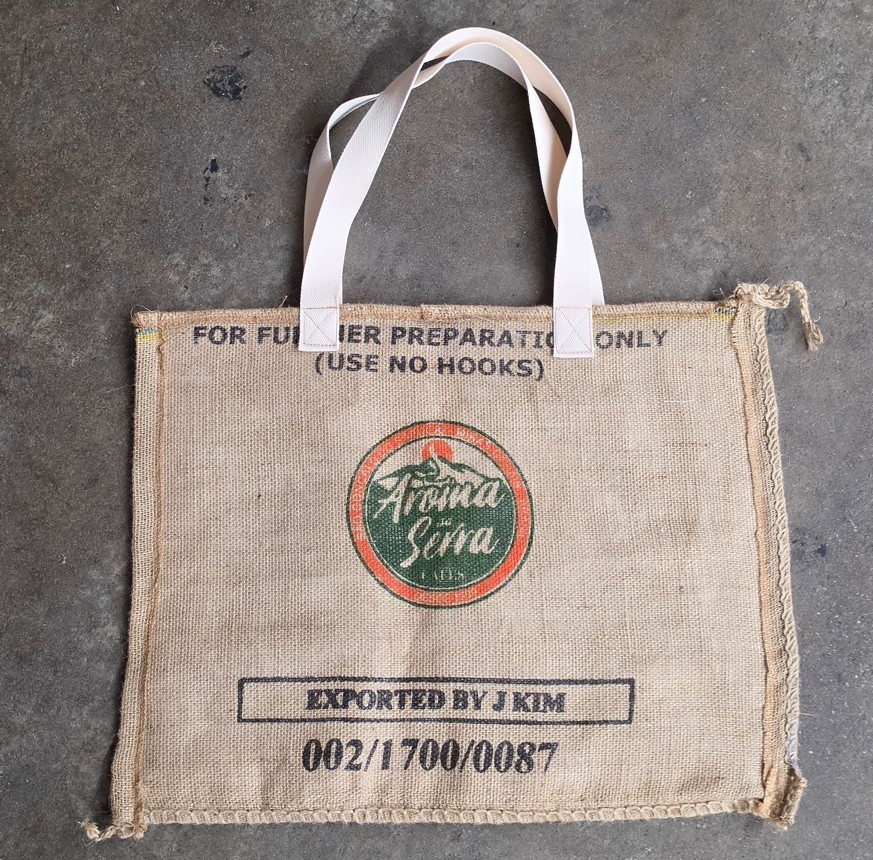 Handmade Burlap Coffee Bean Tote Bag Recycled Jute Eco Friendly