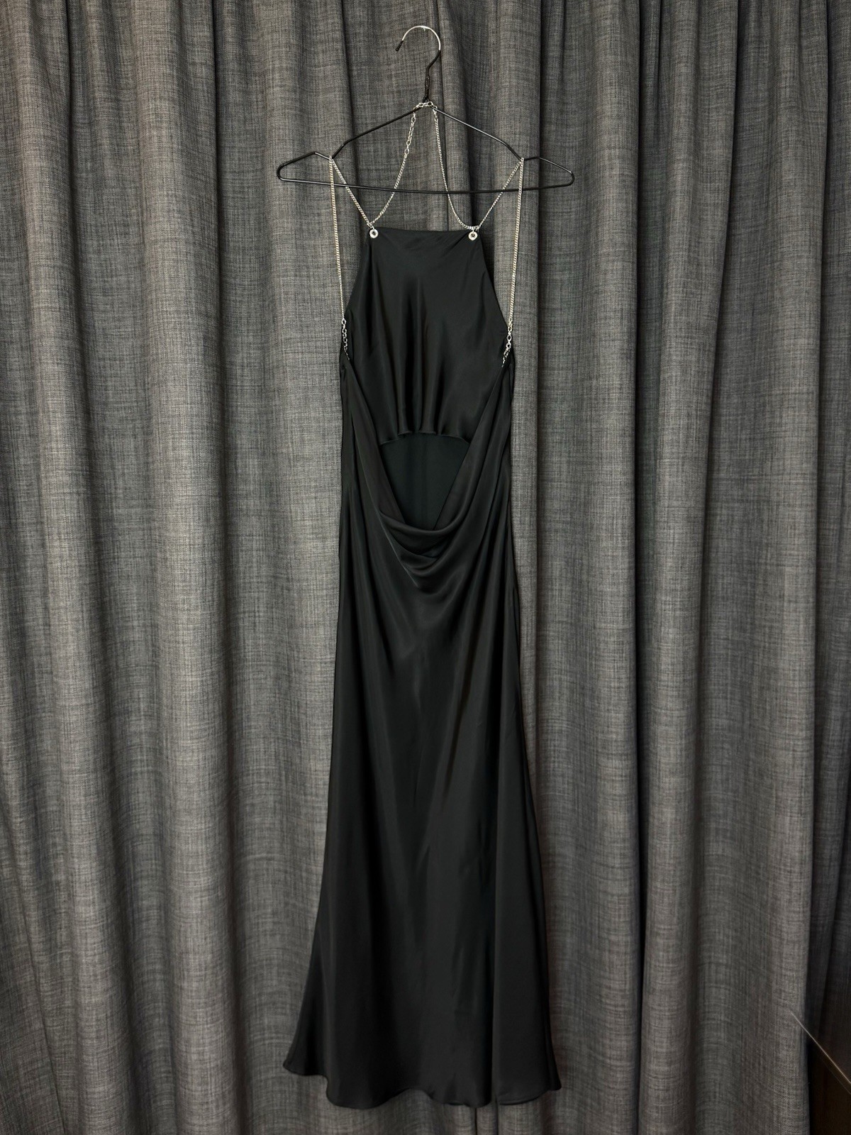 RRP£455! Diesel Black Slip Satin midi dress with Necklace / XS – UK 6 / BNWT