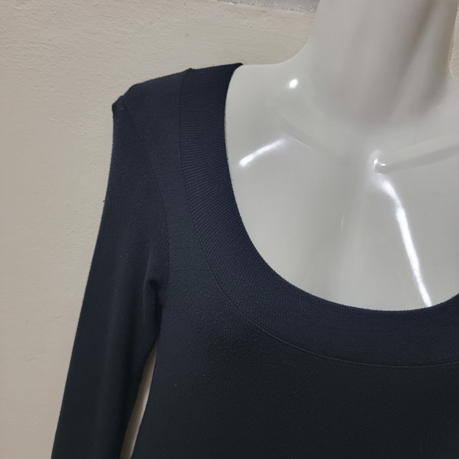ATM Anthony Thomas Melillo Dress Black Ribbed Knit Bodycon Stretchy Sweater S