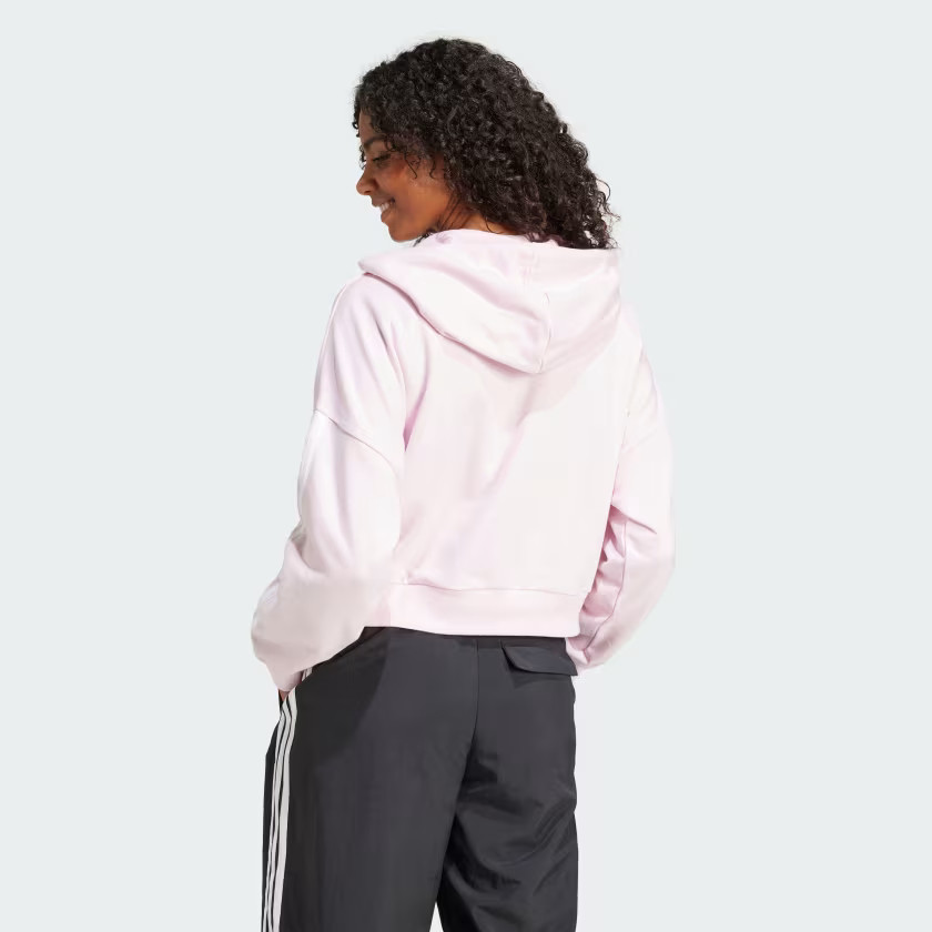adidas women Essentials 3-Stripes French Terry Quarter-Zip Hoodie