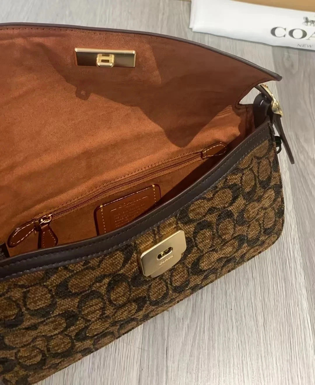 New Coach Outlet Etta Small Flap Shoulder Bag in Signature Chenille CCV65