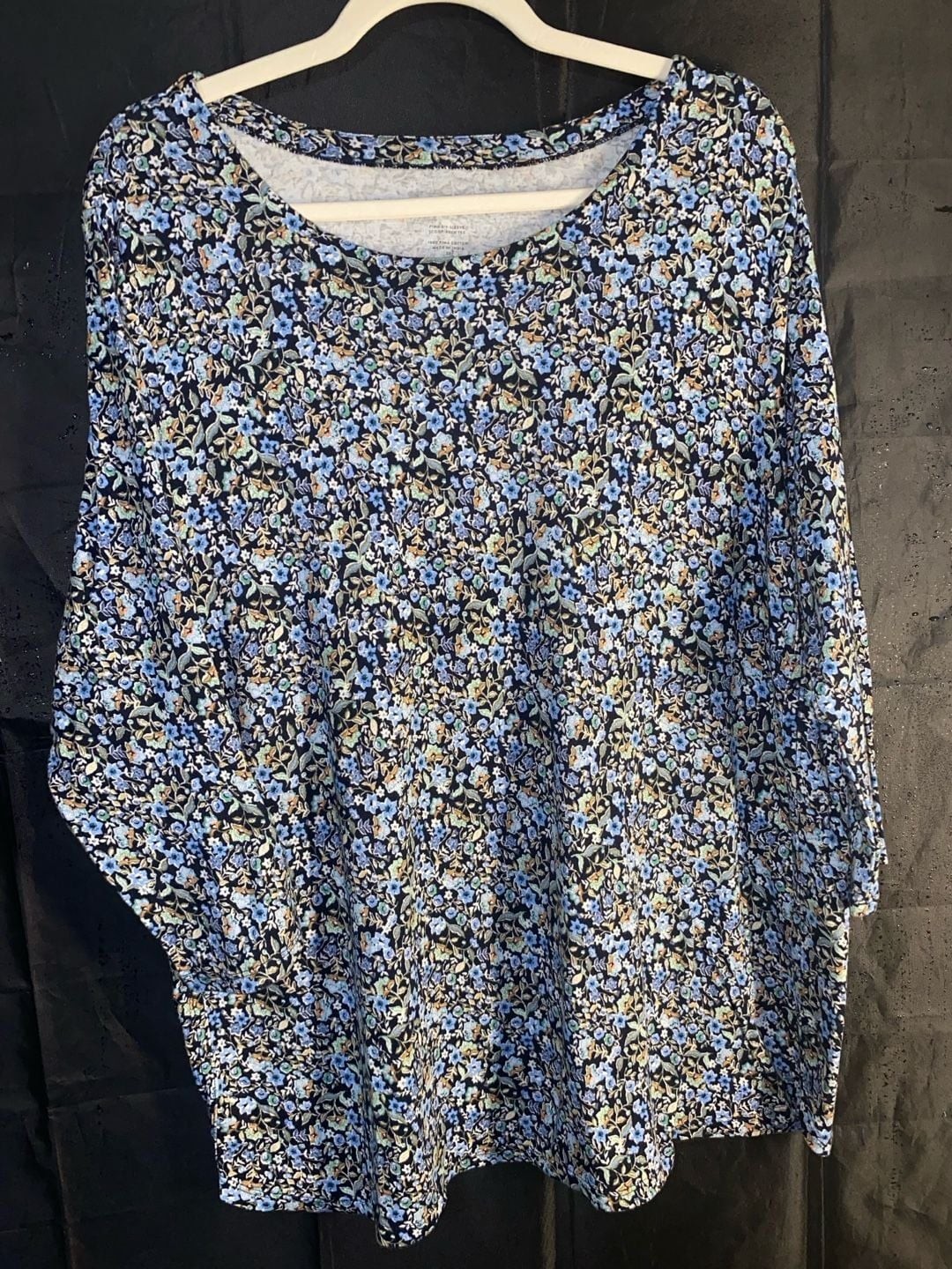 J. Jill Women’s Pima Cotton 3/4 Sleeve Scoop Neck Floral Print Tee