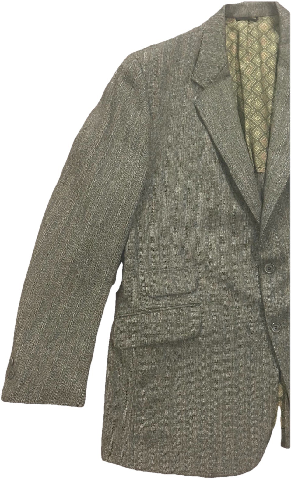 1960s/70s Robert Hall 3 Piece Vintage Suit Sage Green Reversible Vest Size 40R