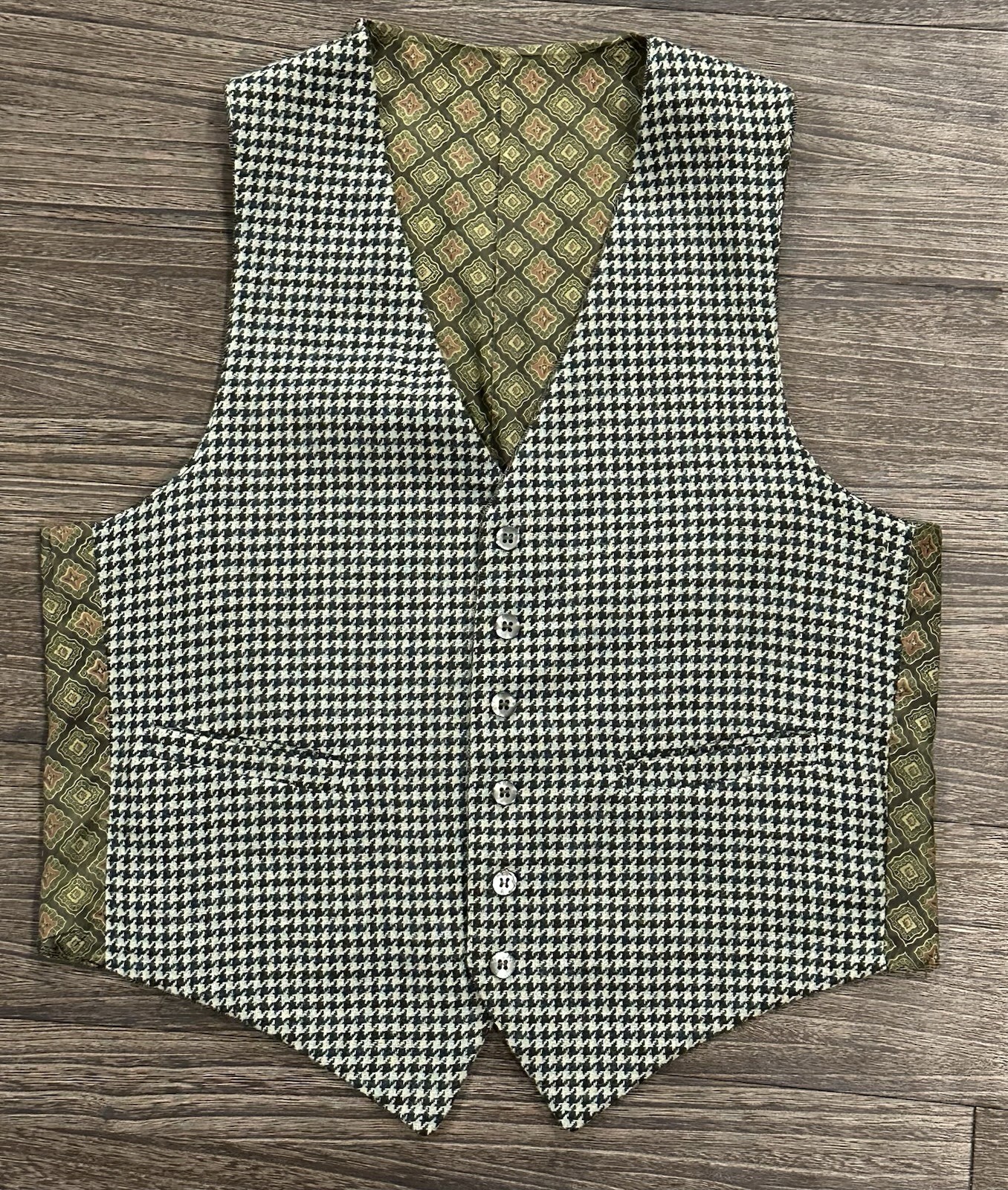 1960s/70s Robert Hall 3 Piece Vintage Suit Sage Green Reversible Vest Size 40R
