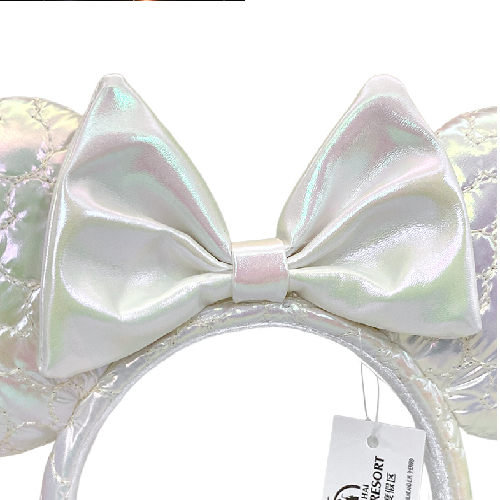 Disney-Parks White Synthetic Leather Loungefly Minnie Ears Mickey Mouse Headband