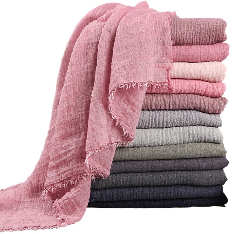 Women Head Scarves Autumn Long Scarf Cotton Hijab Spring Shawl Wrap Solid Linen