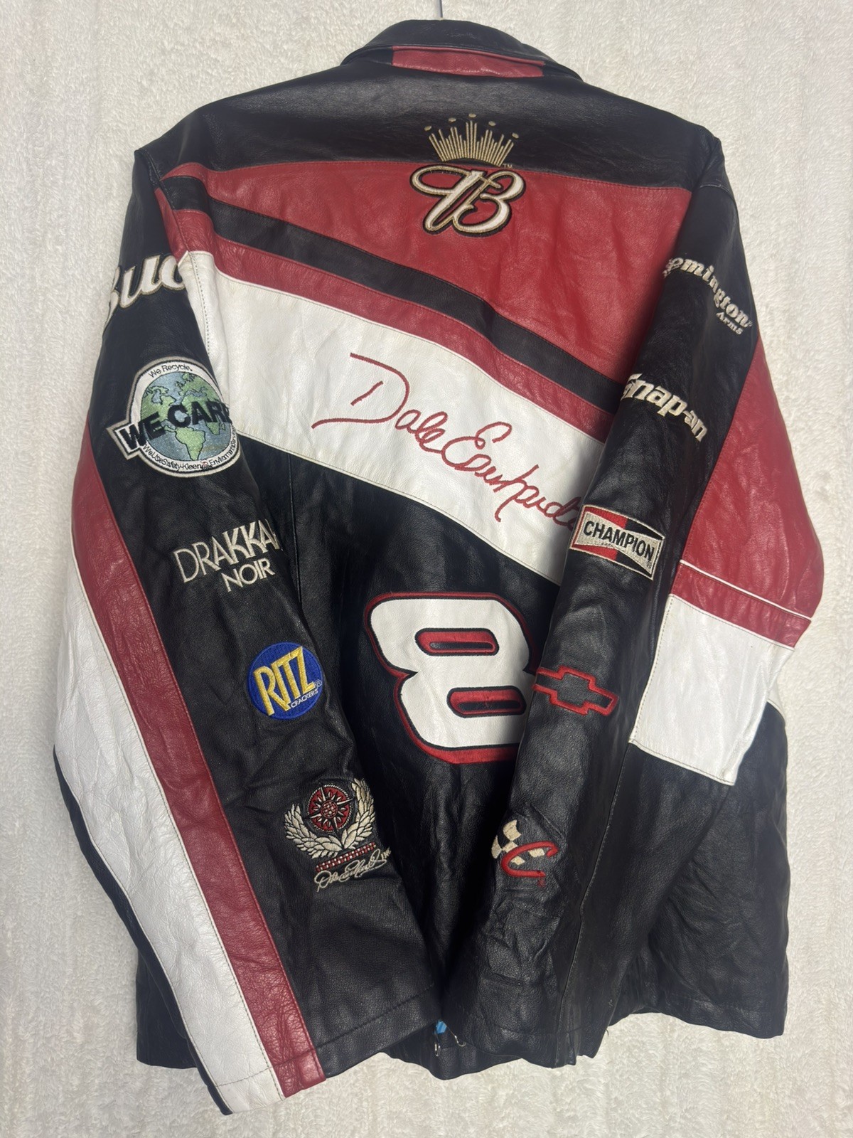 Dale Earnhardt Jr #8 Budweiser Wilsons Leather Chase NASCAR Y2K Racing Jacket M
