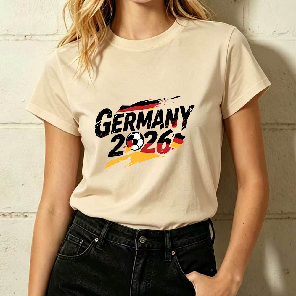 Germany 2026 Soccer Flag Print T-Shirt Women’s Stylish Sports Enthusiast Shirt