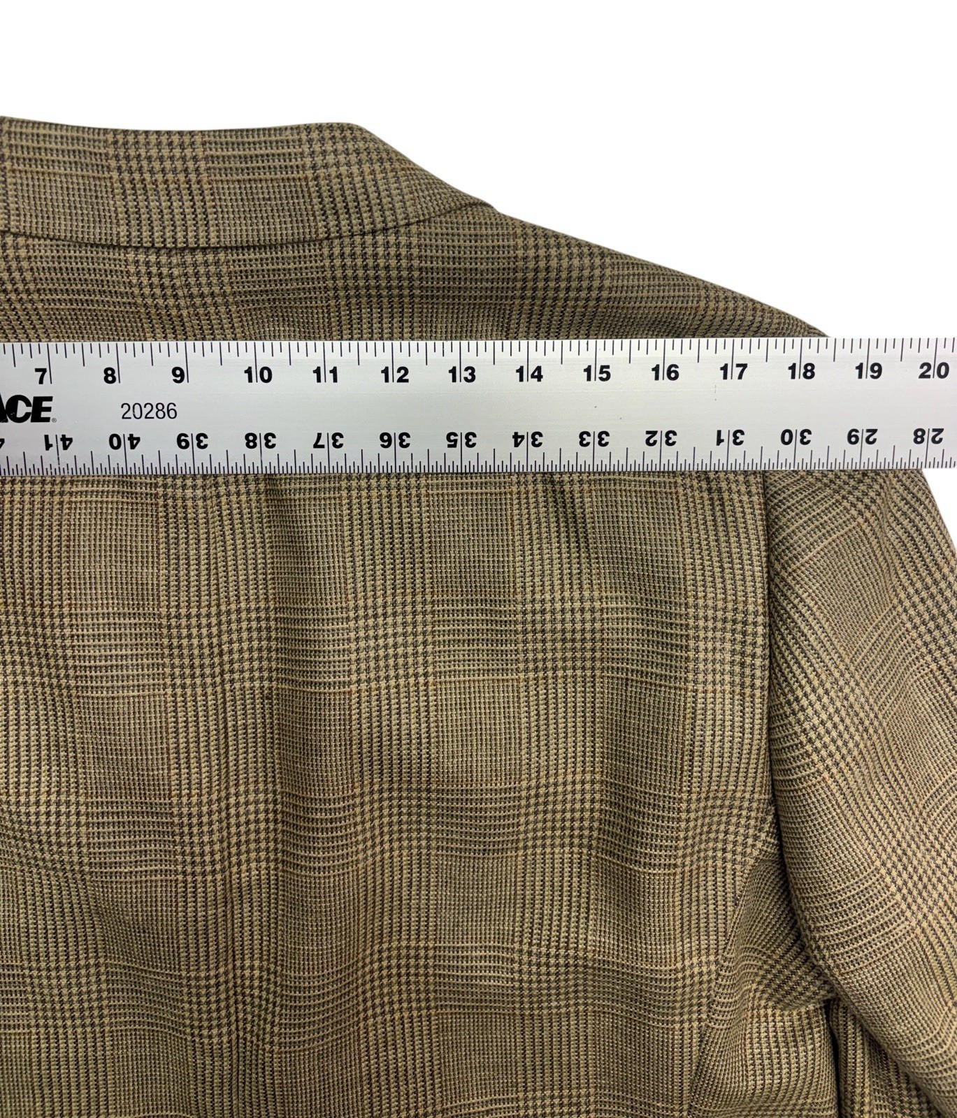 Byron British Style 50R USA 40R Tan Glen Plaid Blazer Jacket Silk Linen Wool