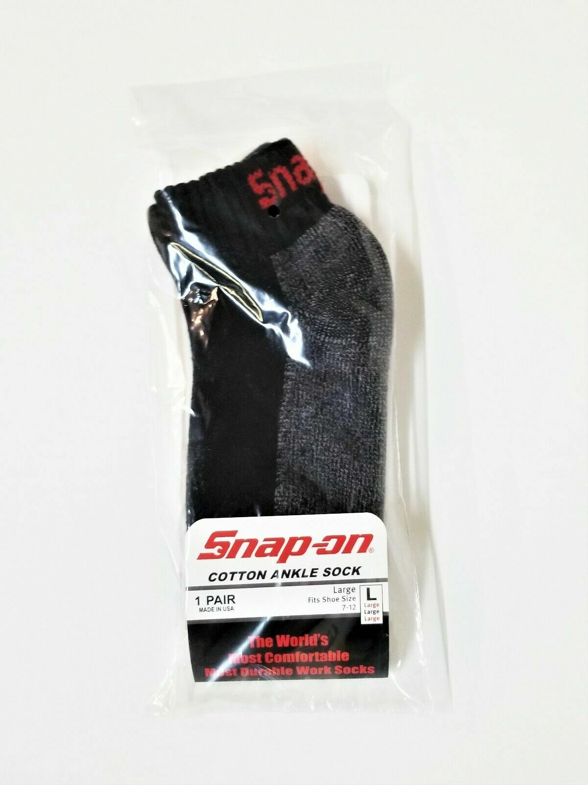 6 Pairs Mens Black Snap On Tools Ankle Socks Large FREE Shipping to USA New!