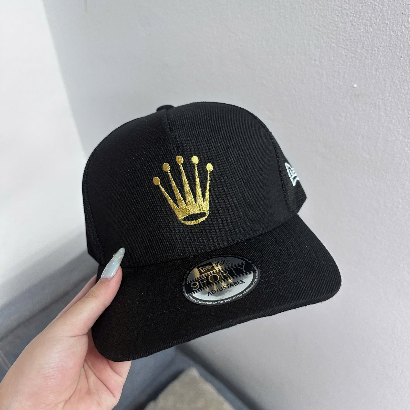 Rolex Gold Crown Trucker Hat Black Mesh Back Adjustable Snapback