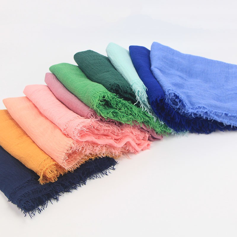 Women Head Scarves Autumn Long Scarf Cotton Hijab Spring Shawl Wrap Solid Linen