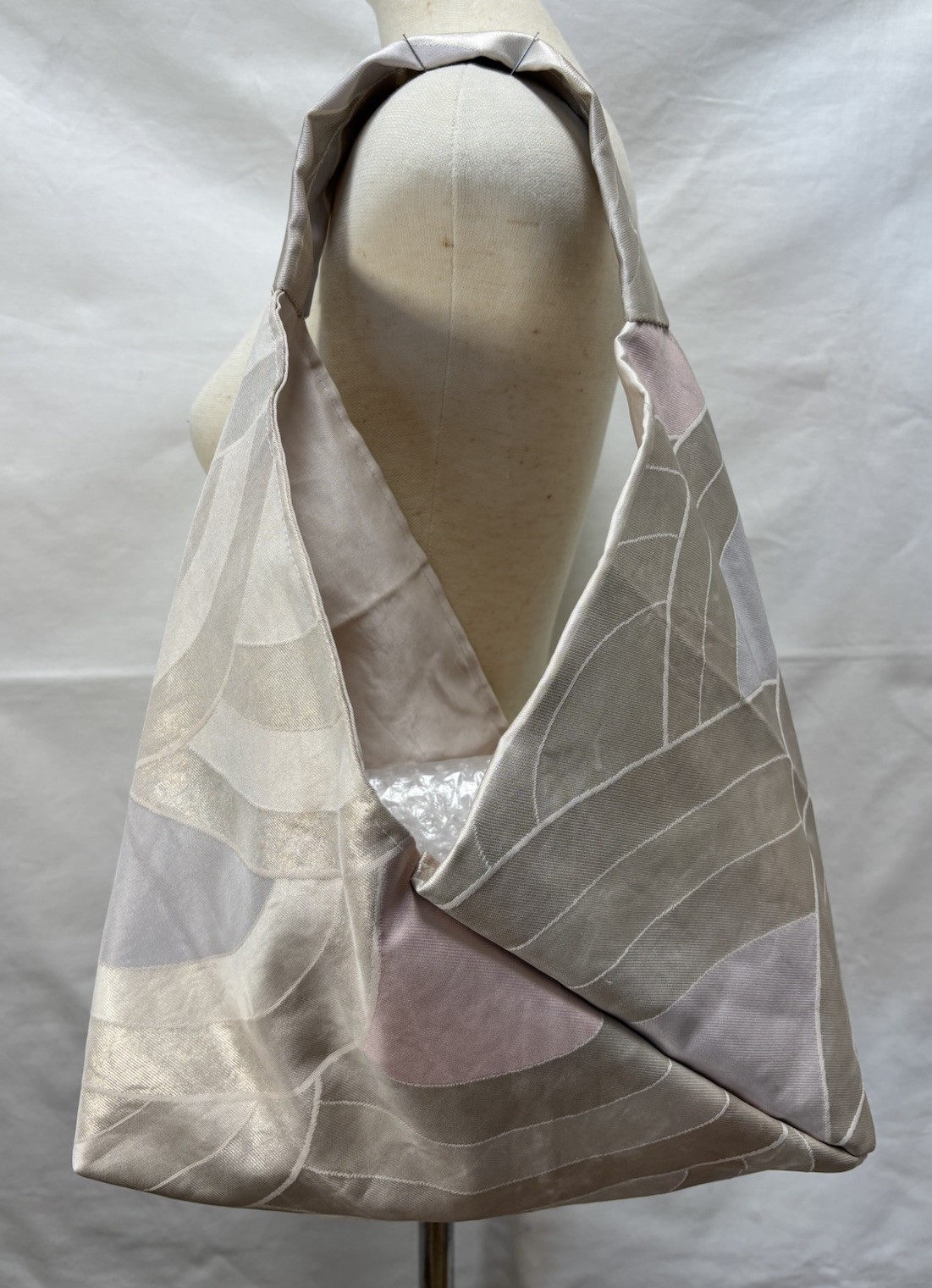 Vintage Japanese Obi Silk Shoulder Bag Geometric Knot Bag One of a Kind