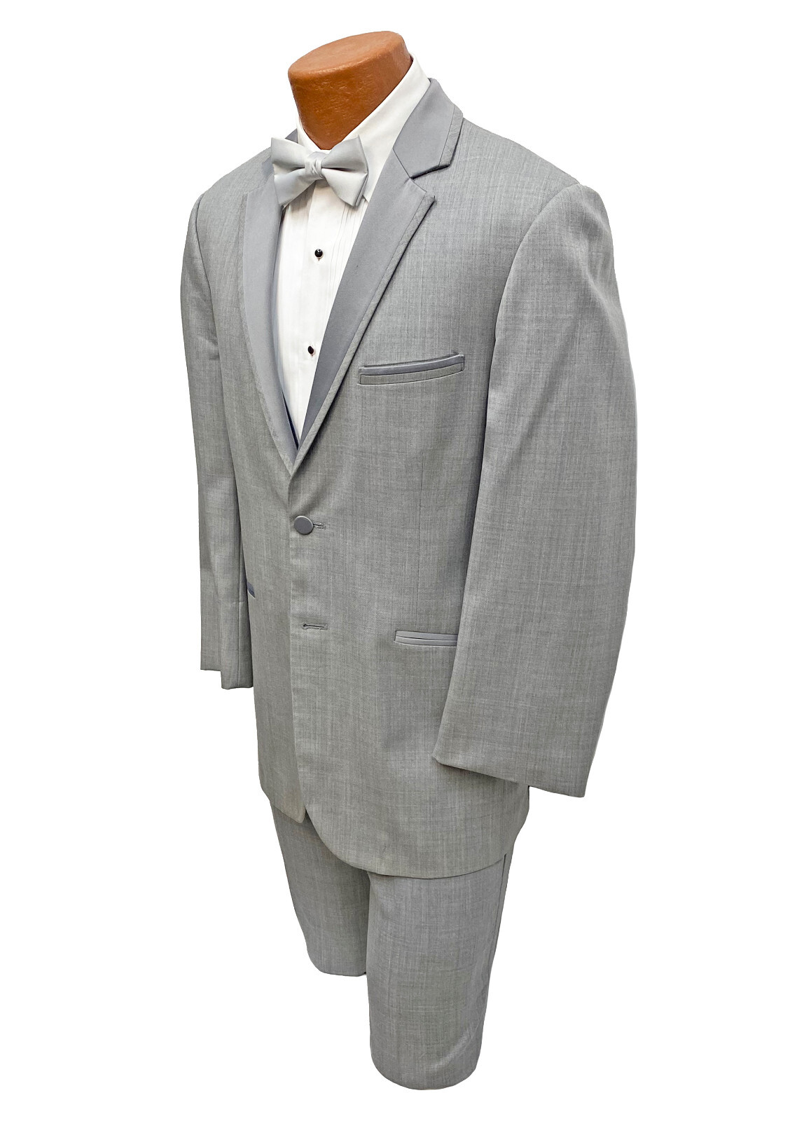 Jean Yves Twilight Men’s Heather Grey Tuxedo 3 Piece Suit with Vest Size 48L 40W