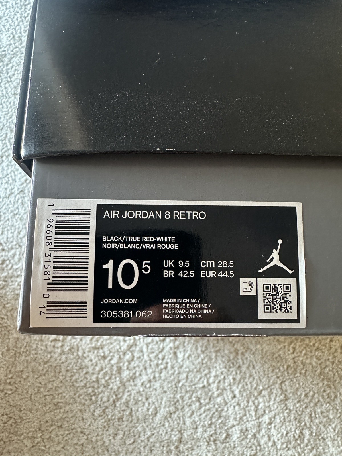 Size 10.5 – Jordan 8 Retro Mid Playoff 305381-062